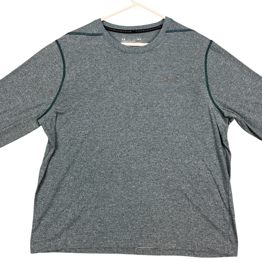 Under Armour Threadborne HeatGear Training T-Shirt Large Mens Teal Active FLAW